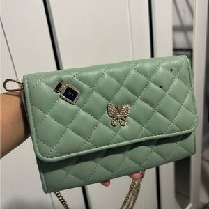 Mint Green Quilted Crossbody Bag